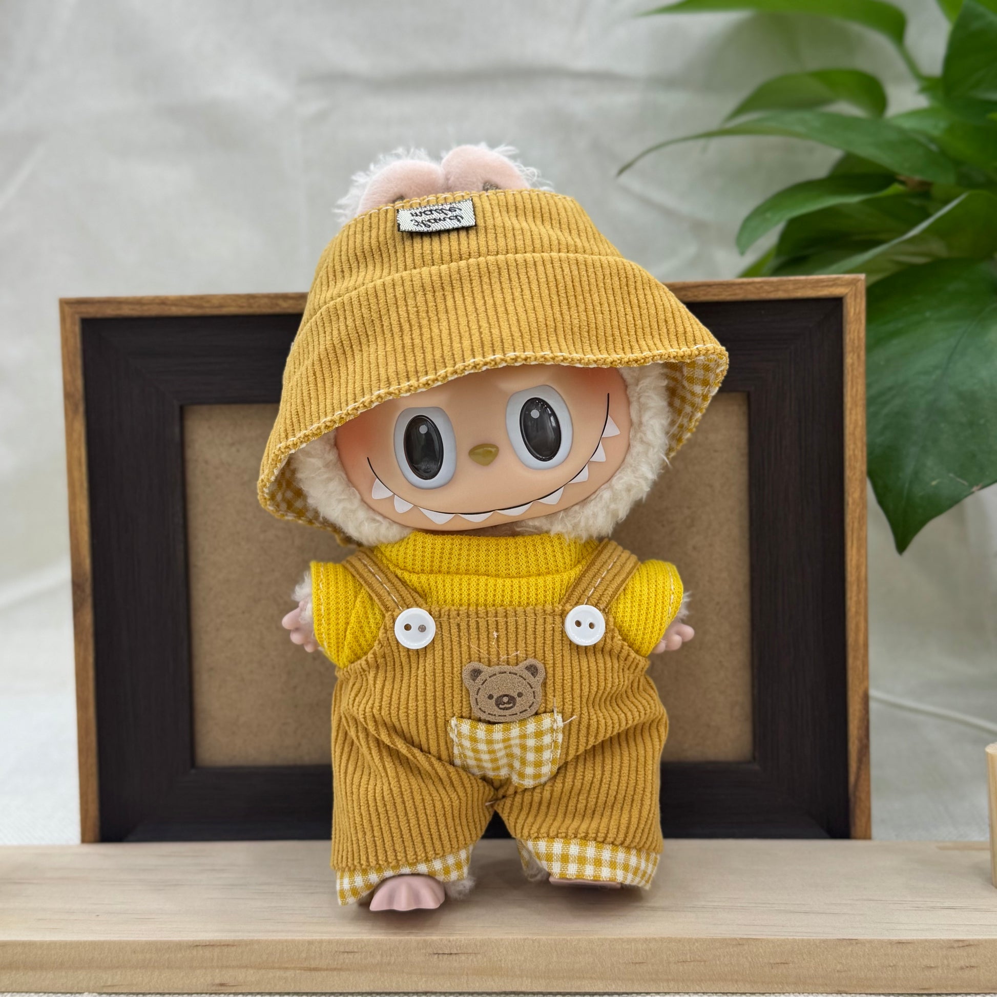 Cute and fun corduroy yellow bear overalls set