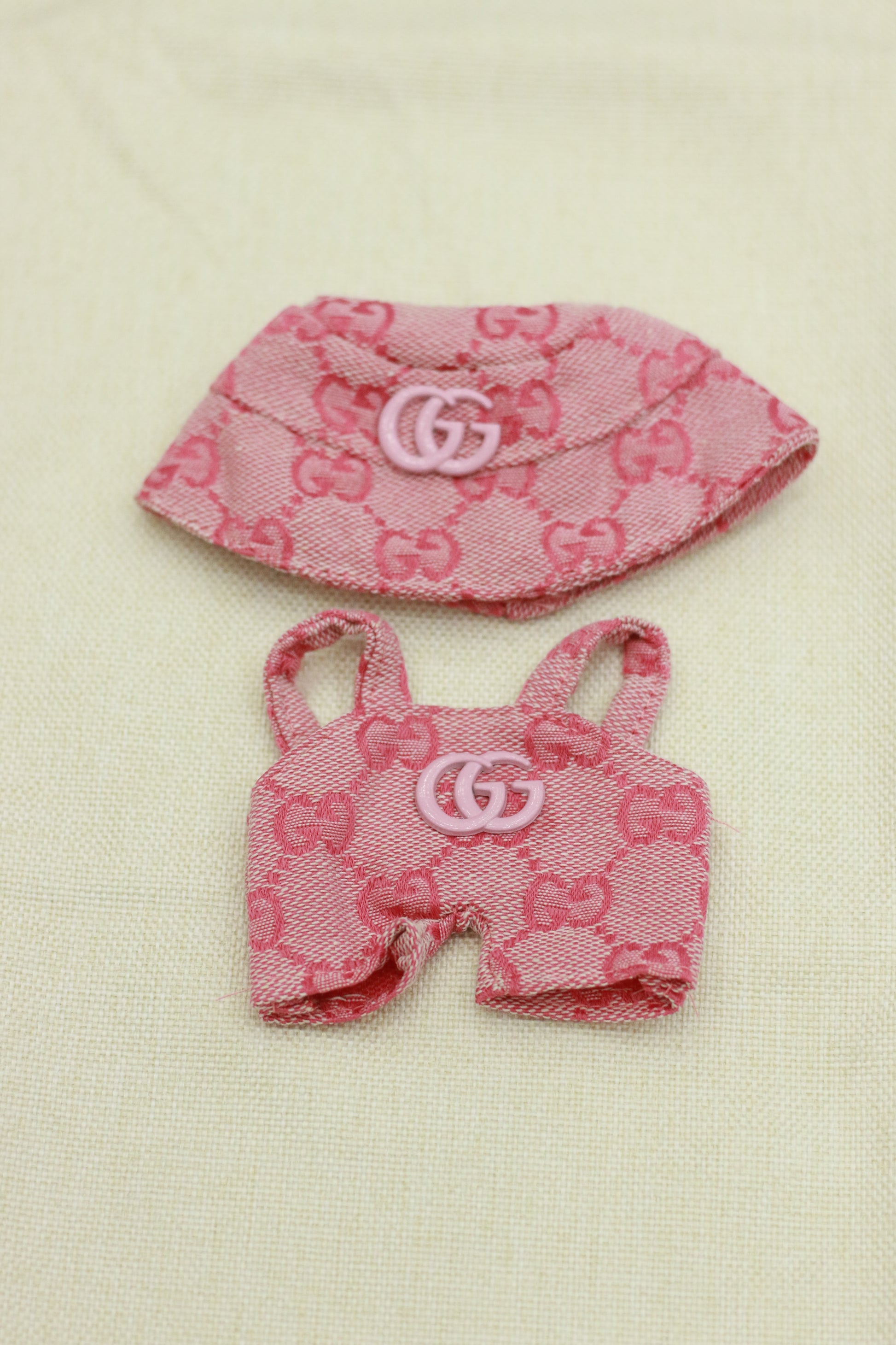 Retro monogram overalls and shorts set