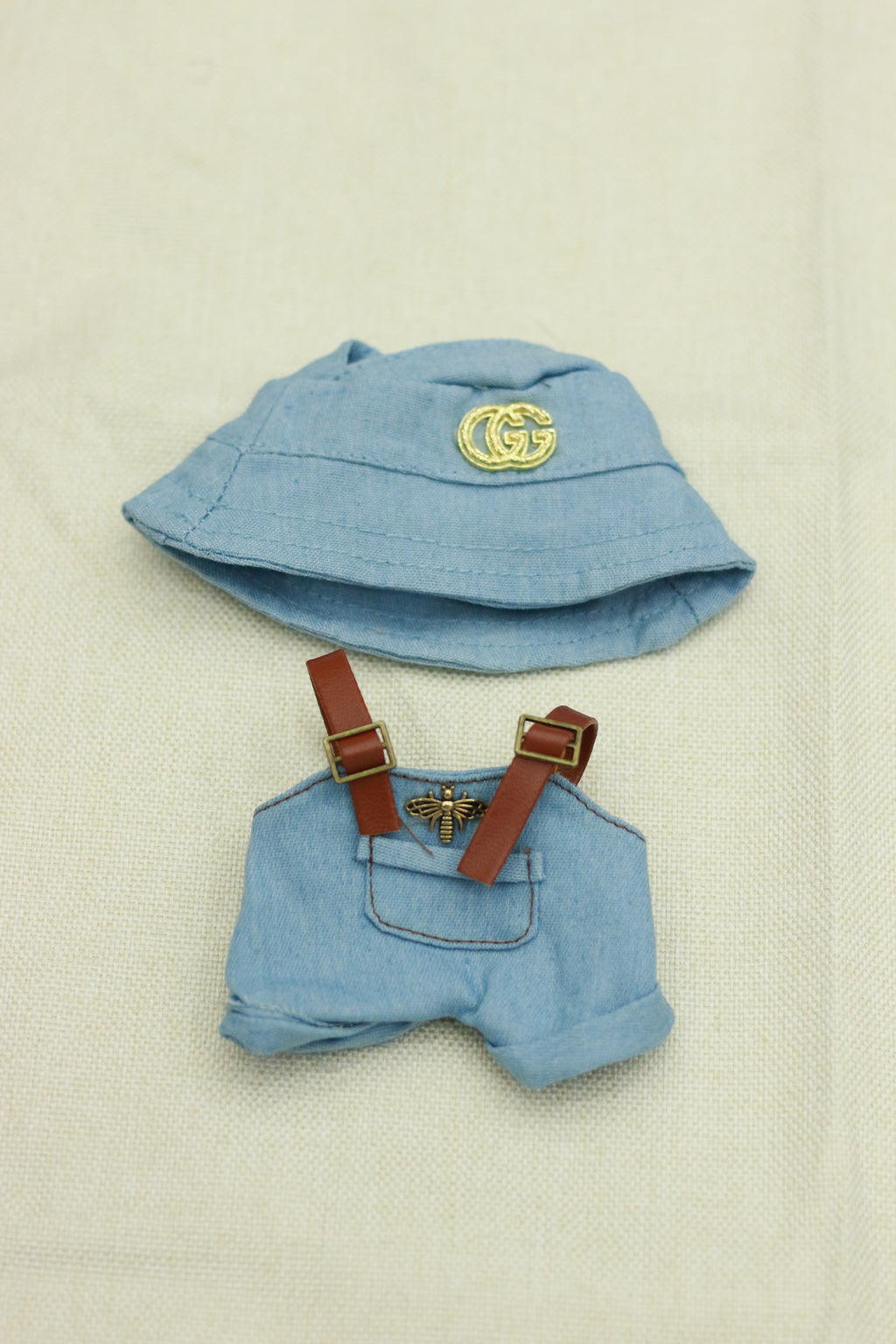 Retro monogram overalls and shorts set