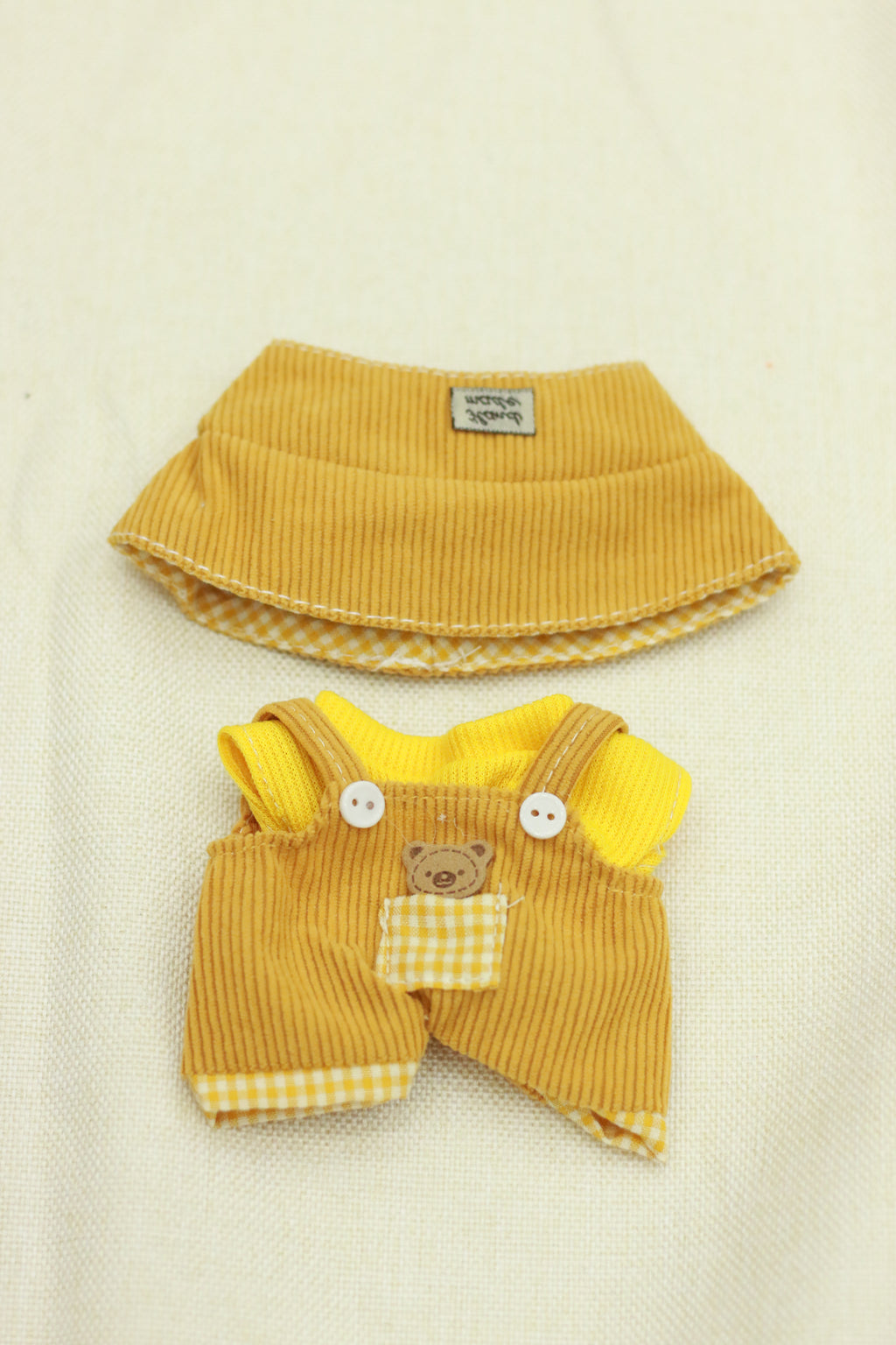 Cute and fun corduroy yellow bear overalls set